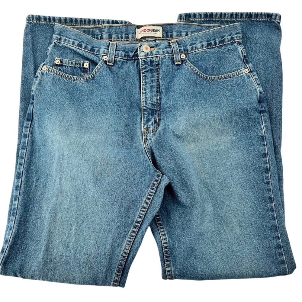 London Jean Flare Denim Jeans Women 14 Blue Vintage High Rise 100% Cotton